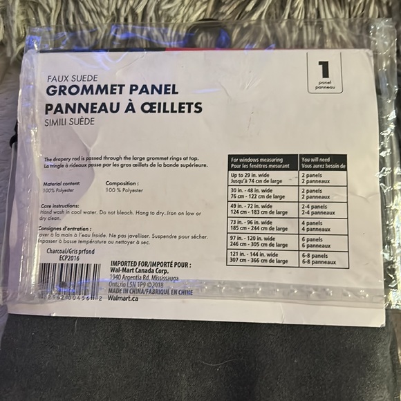 Charcoal faux suede single panel curtains - Picture 2 of 3